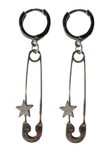Load image into Gallery viewer, Minhi Wang Silver Safety Pin Earring with Star | Stainless steel earring | Toronto Small Business Haley Made