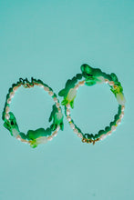 Load image into Gallery viewer, Haley Made Shop Bok Choy Bracelets flat lay on blue background