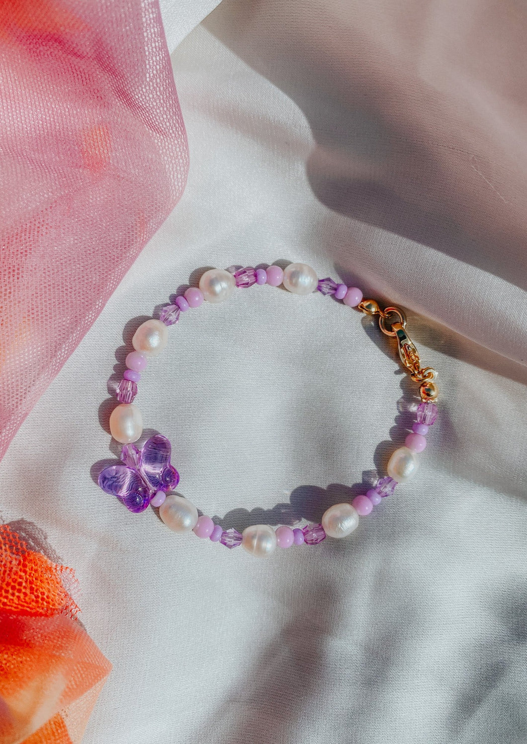 Purple Glass Butterfly bracelet
