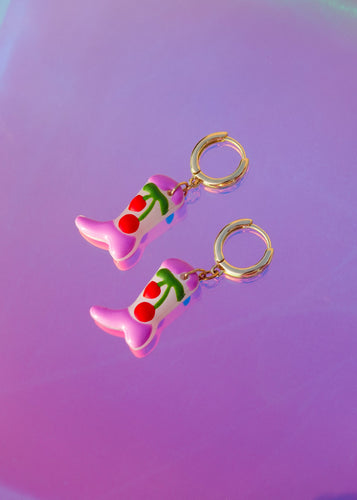Sweet Cherry Cowboy Boot Earrings | Haley Made